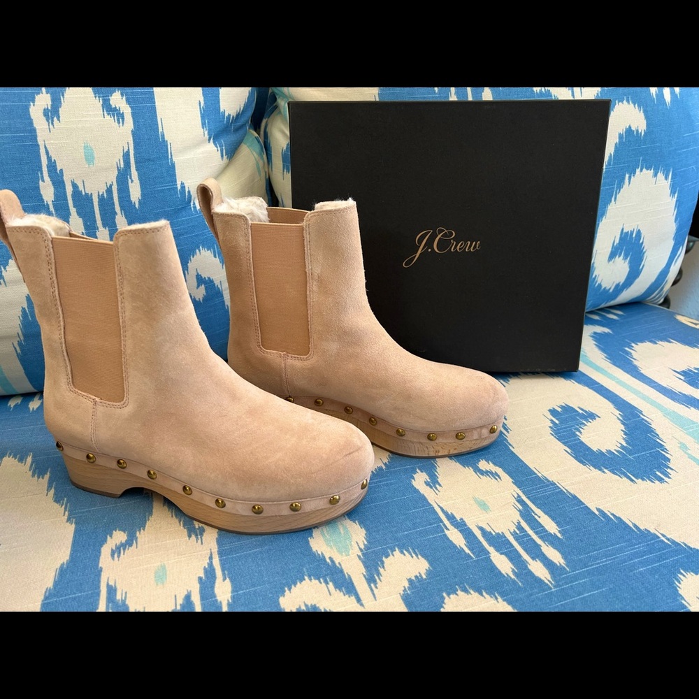 J. Crew stud clog Chelsea boot bronzed clay, 6.5